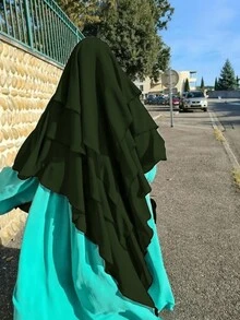 1件女款素色薄款三層雪紡希賈布，適合日常與派對穿著 - 純色 - 查看 11
