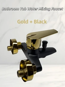 1PC Wall Mounted Bathroom Bathtub Faucet, Dual Handle Mixer Tap With Pull Switch Shower Outlet, Anti-Corrosion Smooth Paint Surface, Easy To Clean, No Electricity Required