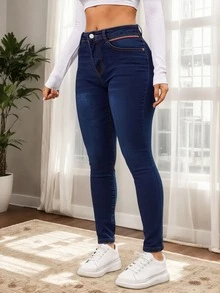 High-Waist Skinny Jeans - Blau - Übersicht 5