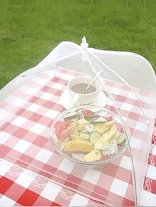 1件裝白色可折疊防蟲/防蚊食物蓋，可拆洗網狀蔬菜餐桌蓋，適合露營/餐廳使用 - 彩色 - 查看 8