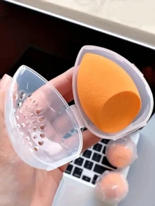 Protective Cosmetic Sponge Travel Case - Breathable Holder Transparent Storage Box - Travel Accessory Makeup Puff Plastic Organizer, Sponge Display Stand - Fashionable Organizer Rack With Ventilation, Convenient Portable Design, Easy To Carry Beauty Tools When Traveling, Plastic Structure Graduation - Multicolor - View 5