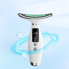 情人节特惠：一款面部及颈部美容仪，配备7色LED灯和加热功能。这款多功能面部按摩器支持USB充电，并具有振动和加热功能，可有效护理面部、颈部和肩部肌肤。 - 白色 - 查看 11