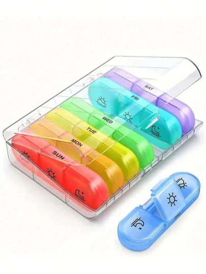 1pc Weekly Pill Organizer For Men And Women Compact Pill Box 7 Day With Roomy Pill Case Moisture Proof Pill Organizer Travel Essentials Cruise Essentials Dorm Essentials Pill Packing Box To Hold Fish Oil Vitamin Pills Capsule And Supplement Travel Medicine Dispensing Organizer For Travel Flight Business Home Camping Outdoor Beach Summer Vacation Back To School