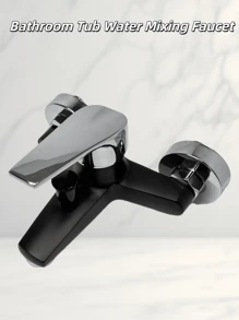 1PC Wall Mounted Bathroom Bathtub Faucet, Dual Handle Mixer Tap With Pull Switch Shower Outlet, Anti-Corrosion Smooth Paint Surface, Easy To Clean, No Electricity Required