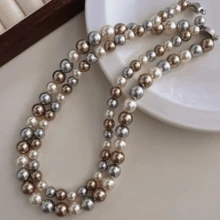 1pc Elegant Cultured Pearl Necklace - Mixed Candy Colors, Luxury Ladies Choker, Suitable For Daily Wear And Gift (Pearl Color/Position Random) - Multicolor - View 2