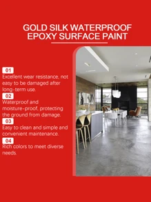 Peinture époxy pour sol imperméable pour les murs et les sols de la maison, imperméable, résistante aux fissures, couvrant, résistante aux taches et pâte de rénovation, convenant pour la peinture de sol de garage, la peinture de sol à base d'eau et la peinture époxy pour sol imperméable