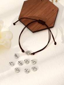 1 szt. minimalistyczna bransoletka z literą, bransoletka ze stali nierdzewnej z zawieszką w kształcie inicjału, spersonalizowana elegancka bransoletka z literą, regulowana, odpowiednia dla mężczyzn, prezent dla rodziny i przyjaciół