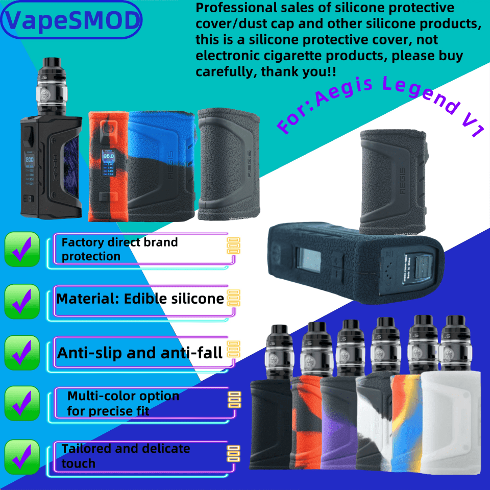 VapeSMOD Skin Texture Anti-Slip Soft Shell Rubber Case Cover Sleeve Protector For Aegis Legend V1 Kit, Multiple Colors Available