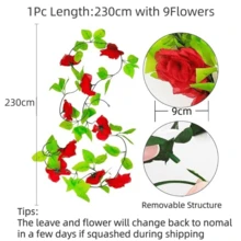 1/2 Stücke 230cm künstliche Rosenranke, künstliche Blumengirlande, Rosen-Efeu-Ranke, Seidenrosenpflanze mit grünen Blättern, Hintergrunddekoration für Heimdekoration, Raumdekoration, Hochzeitsdekoration, Wanddekoration, Schlafzimmerdekoration, Tischdekoration, Innen- und Außendekoration, künstliche Pflanzenranken, Herbst-Heimdekoration, Halloween-Dekoration - Verschiedenfarbig - Übersicht 5