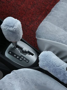 2pcs Plush Hand Brake Cover & Gear Shift Knob Sleeve Set, Soft Comfortable Car Interior Accessories, Suitable For Manual Transmiss