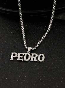 1pc Children's Customized Letter Name Necklace, Thick Chain Chain, Square Faux Pearl Pendant, Stainless Steel Bold Nameplate Necklace Personalized Jewelry Party Anniversary Gift Children's Party Children Wear Jewelry Necklace, Simple And Atmospheric, Holiday Gifts Versatile Clothes,Letter,Engraved,Ornamental,Exquisite,Stylish,Modern,Custom,Personalised,Unique,Customized,Baby Gifts,Ideal Gifts For Him,Ideal Gifts For Her,Son,Daughter