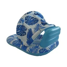 1pc Inflatable Palm Tree Sunshade Floating Island, Summer Swimming Pool Party Floatation Mat, Beach Essentials, Beach Accessories - Blue - View 5