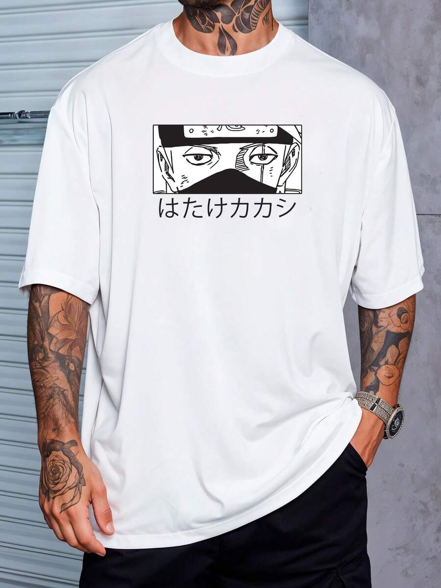 Anime Kakashi Hokage T-Shirt Japanese Manga Geek Shirt Blouse Unisex Male Female 100% Cotton Top Premium Streetwear New Release Immediate Shipping Various Colors!! Plus Size - 白色 - 查看 1