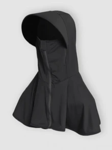 1pc Women's Casual Solid Color Khaki/Black/Gray Lightweight Zipper Sun Protection Face Mask Hat, Suitable For Sports, Cycling, Outdoor Travel And Vacation Cat Ski Mask