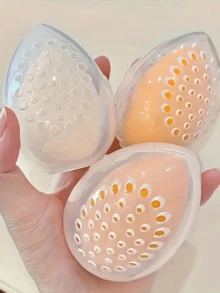 Protective Cosmetic Sponge Travel Case - Breathable Holder Transparent Storage Box - Travel Accessory Makeup Puff Plastic Organizer, Sponge Display Stand - Fashionable Organizer Rack With Ventilation, Convenient Portable Design, Easy To Carry Beauty Tools When Traveling, Plastic Structure Graduation - Multicolor - View 2