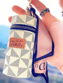 Modische mini vintage bedruckte Geldbörse mit Schal Akzent - tragbarer reißverschlusshalter für lippenstifte, stilvolles taschenzubehör | PU-Material, wasserdicht & langanhaltend, multi-color geschenk für mädchen