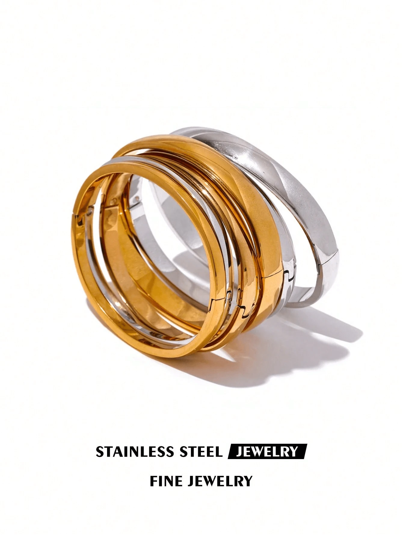 60mm Simple & Fashionable Waterproof Stainless Steel Smooth Circular Women Bracelet - Silver - View 1