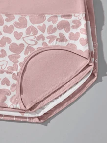 4pcs/Pack Women's Soft & Comfortable Heart Print Plus Size High Waist Briefs