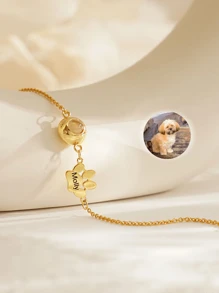 Pulseira de projeção personalizada com gravação | Pulseira com nome de animal de estimação e foto | Pulseira de projeção com imagem de cachorro/gato da mãe | Pulseira de projeção personalizada para animais de estimação para mulheres | Presente para amantes de animais de estimação