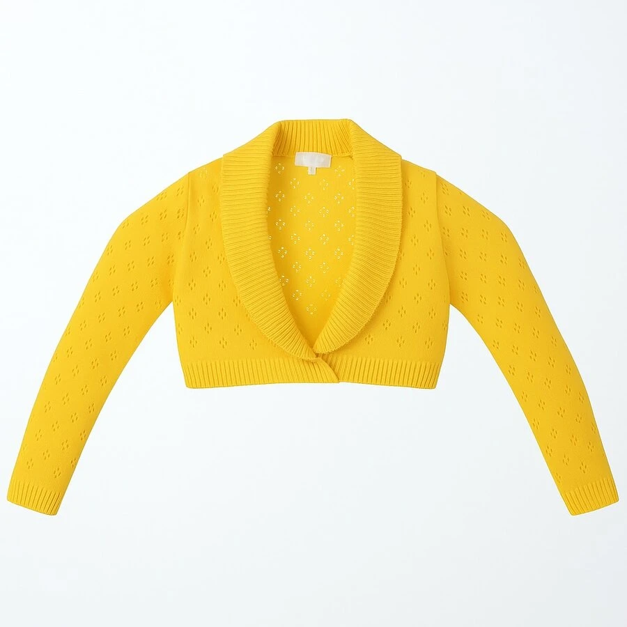 Sueter Tejido para Niña Amarillo Bolero 3139 Tallas 1 a 16 Años - Amarillo - Ver 1