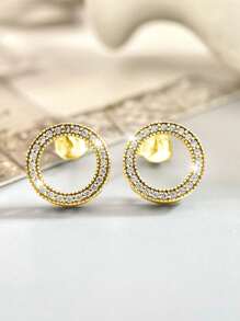 1 par de aretes de círculo hueco de plata esterlina 925 con joyas para mujeres, regalo de joyería fina casual para damas para el Día de San Valentín