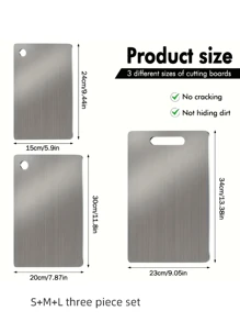 Planche à découper en acier inoxydable - Double face, résistante à la rouille, pour la viande, les fruits et les légumes - Tapis à découper de cuisine haut de gamme avec une hygiène améliorée