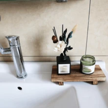 Rustic Wood Bathroom Shelving Unit, Solid Wood Tray Storage Rack, Freestanding Wooden Organizer, No Gold Pipe, Suitable For Home Decor, Farmhouse Decor, Bathroom Accessory, Bathroom Decoration, Suitable For 4 Seasons