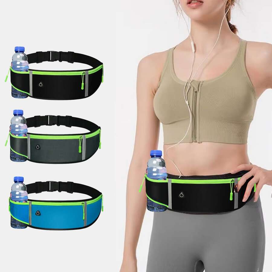 1pc Outdoor Sports Waist Bag, Running Fanny Pack, Waterproof Mobile Phone Storage Bag For Men And Women - A Sports Waist Pack With A Water Bottle Compartment And Reflective Strips. It Is Lightweight And Has A Large Capacity, Making Night Running Safer. - Multicolor - View 1