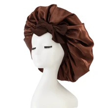 1PC Luxurious Satin Silky Bonnet With Adjustable Tie - Lightweight Hair Protection Cap For All-Night Comfort, Hair Care, And Shower Luxurious Satin & Silk Bonnet For Sleeping - Adjustable Comfort Fit With Tie Band - Unisex Night Hair Protection For Men & Women