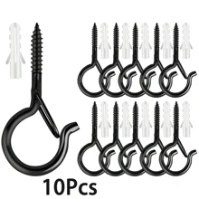 Heavy-Duty Metal Screw Hooks For Indoor/Outdoor Use - Perfect For Hanging Plants, LED Lights, Wind Chimes & Garage Decor