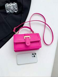 New Stone Texture Fashion Small Crossbody Bag, Retro Handbag For Women Spring/Summer - Hot Pink - View 9