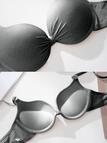 4pcs Women Seamless Full Coverage Push Up Breathable Smooth Sexy Padded Lingerie Bras, Multi-Color