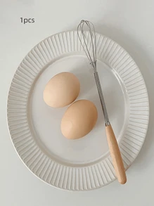 Mini Stainless Steel Whisk, Egg Beater, Small Mixer, 20cm With Wooden Handle For Stirring, Beating, Blending Ingredients, Mixing Sauces