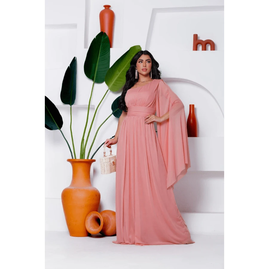 Classic And Modern Party Dress, Elegant Dress, Sophisticated And Casual Party Dress. - 乾枯玫瑰色 - 查看 1