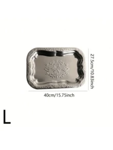 1 件不锈钢多用途矩形托盘、压花金属水果碗、不锈钢装饰托盘、珠宝和化妆品收纳盒、浴室收纳架、储物托盘