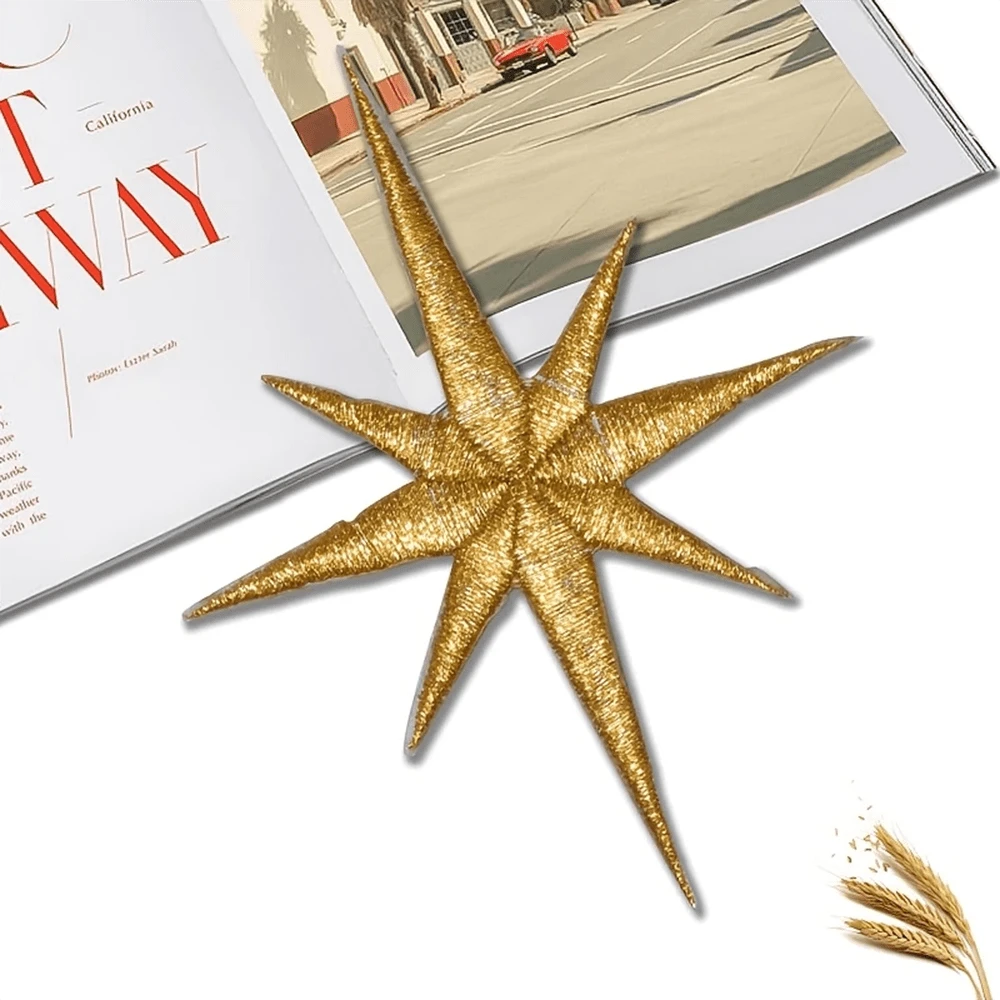 1pc Christmas Star Embroidered Hot Melt Patch, DIY Clothing Decoration Fabric Applique Accessory