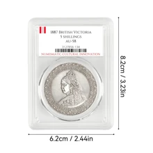 39mm/1,54 Zoll, eingeboxt, 1887 britische Victoriakrone 5 Shilling, Kupfernachbildung, ein Geschenk von einem Sammler historischer Münzen