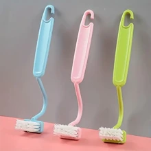 3pcs/Set Toilet Brush With Extended Handle, V-Shaped Plastic Corner Cleaning Brush, Suitable For Bathroom And Outdoor, No Battery Needed, Bendable, Blue, Green, Pink Colors