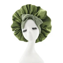 1PC Luxurious Satin Silky Bonnet With Adjustable Tie - Lightweight Hair Protection Cap For All-Night Comfort, Hair Care, And Shower Luxurious Satin & Silk Bonnet For Sleeping - Adjustable Comfort Fit With Tie Band - Unisex Night Hair Protection For Men & Women
