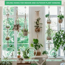 Heavy-Duty Metal Screw Hooks For Indoor/Outdoor Use - Perfect For Hanging Plants, LED Lights, Wind Chimes & Garage Decor