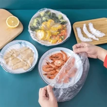 SOKANY 100個PE材質一次性食物蓋，堅固、高彈性且密封性佳，適合在冰箱中保存剩菜和水果新鮮，適用於各種盤子，防塵、防蟲、耐腐蝕，廚房收納必備 - 無色 - 查看 10