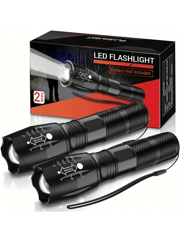 2 Packungen LED Taschenlampen als Vatertags-Geschenk - Helle, zoombare Taschenlampen mit hoher Lichtstärke und 5 Modi für Notfälle und den Outdoor-Gebrauch. Perfektes Geschenk als Camping-Zubehör für ihn