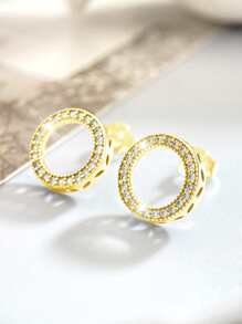 1 par de aretes de círculo hueco de plata esterlina 925 con joyas para mujeres, regalo de joyería fina casual para damas para el Día de San Valentín