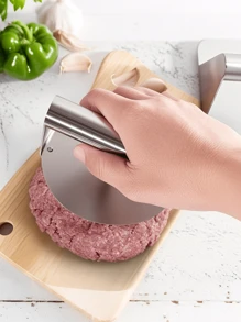 1pc Burger Press - Stainless Steel Hamburger Meat Press, 6in Circular Steak Meat Press - Non-Stick, For Burgers, Sliders & Regular Beef - Perfect For BBQ & Kitchen Use - Great Gift For Grill Masters & Foodies