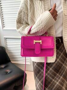 New Stone Texture Fashion Small Crossbody Bag, Retro Handbag For Women Spring/Summer - Hot Pink - View 6