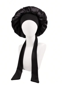 1PC Luxurious Satin Silky Bonnet With Adjustable Tie - Lightweight Hair Protection Cap For All-Night Comfort, Hair Care, And Shower Luxurious Satin & Silk Bonnet For Sleeping - Adjustable Comfort Fit With Tie Band - Unisex Night Hair Protection For Men & Women
