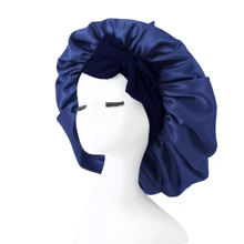 1PC Luxurious Satin Silky Bonnet With Adjustable Tie - Lightweight Hair Protection Cap For All-Night Comfort, Hair Care, And Shower Luxurious Satin & Silk Bonnet For Sleeping - Adjustable Comfort Fit With Tie Band - Unisex Night Hair Protection For Men & Women