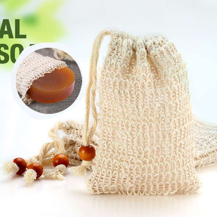 3/5pcs Natural Sisal Soap Saver Bags, Used For Lathering & Drying Soap, Exfoliating Bath, Shower, Hand Washing, Massage