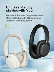 T1 True Wireless Headphones, Minimal Wireless 5.3 Full Earphone, Suitable For Travel, School, Party, Music, Gift, ANC Active Noise Reduction ENC Noise Reduction Can Connect 3.5mm Cable Wirelessly, Low Delay Appearance, Versatile Boys And Girls, Brothers, Festival Gifts, Birthday Gifts, First Choice Compatible With Apple,  Desktop Computer - Black - View 3