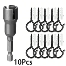Heavy-Duty Metal Screw Hooks For Indoor/Outdoor Use - Perfect For Hanging Plants, LED Lights, Wind Chimes & Garage Decor